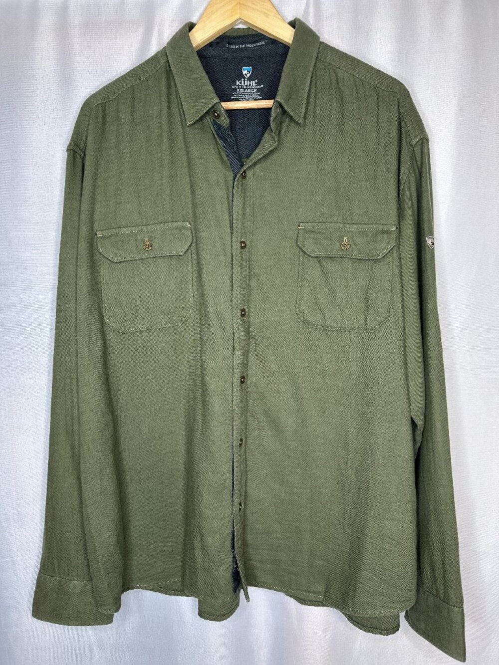 Kuhl Olive Green Descendr Flannel, Size 2XL Gorpcore Outdoor Hiking Camping